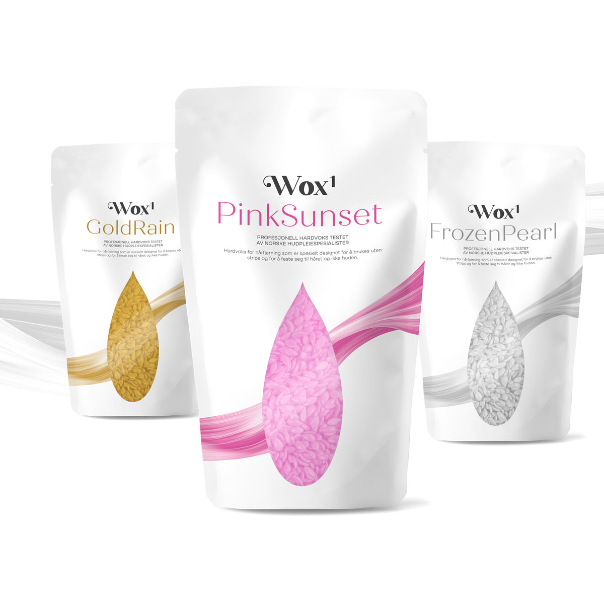 Wox1 filmvoks: Gold Rain, Pink Sunset og Frozen Pearl i 700 g poser